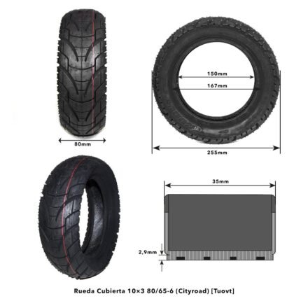 Rueda Cubierta 10x3 80/65-6 (Cityroad)