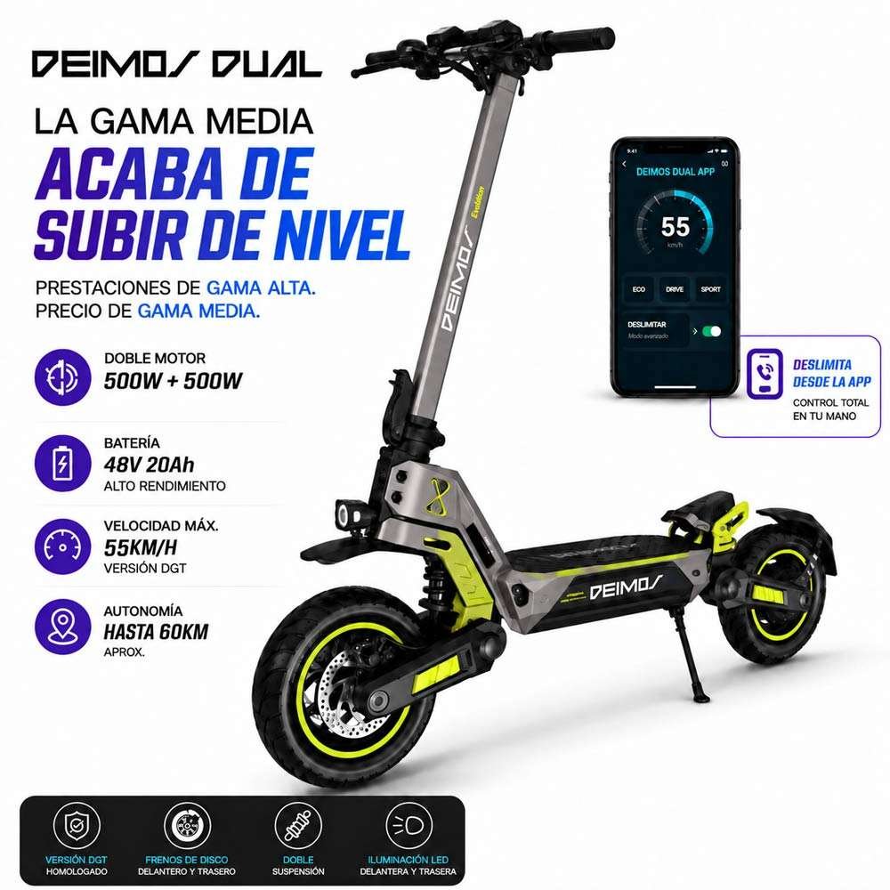 Ecoxtrem-deimos-dual-gris.jpg Patinete Eléctrico Ecoxtrem Deimos Dual DGT – Gris - Imagen 1